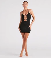 Next Level Chain Trim Halter Mini Dress