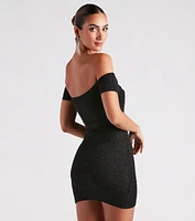 Radiant Glitter Off-The-Shoulder Dress