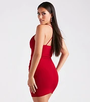 Hot Commodity Wrap-Front Bodycon Mini Dress