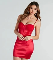 Snatched Style Satin Corset Mini Dress