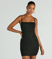 Lace Me Up Glitter Mini Dress