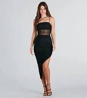 A-List Curves Mesh Bodycon Midi Dress