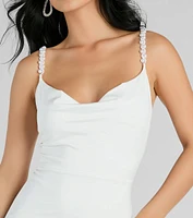 Reason To Celebrate Faux Pearl Strap Mini Dress
