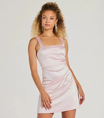 Got The Charm Sleeveless A-Line Satin Mini Dress