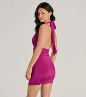 Memorable Night Plunge Halter Bodycon Mini Dress