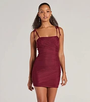 Glamorous Nights Mesh And Crepe Ruched Mini Dress