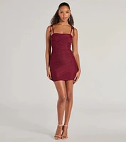 Glamorous Nights Mesh And Crepe Ruched Mini Dress