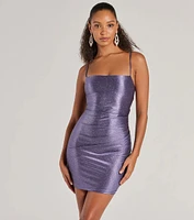 Glitzy Mood Glitter Satin Lace-Up Mini Dress