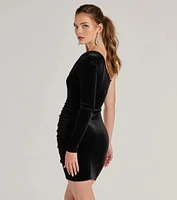 Luxe Affair Velvet One-Shoulder Mini Dress