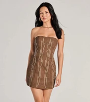 Western Baddie Strapless Lace-Up Mini Dress