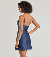 Sleek Sophistication A-Line Pleated Mini Dress