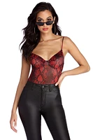 Sexy Snake Print Mesh Bodysuit