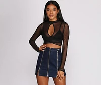 Key Figure Mesh Crop Top