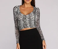 Snake Print Mama Ruched Crop Top