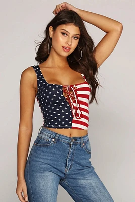 Fireworks Lace-Up Crop Top