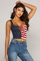 Fireworks Lace-Up Crop Top