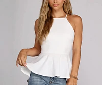 Poised Peplum Halter Top