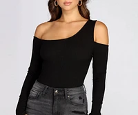 One Shoulder Knit Bodysuit