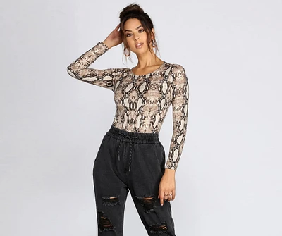 Fierce And Fab Snake Print Bodysuit