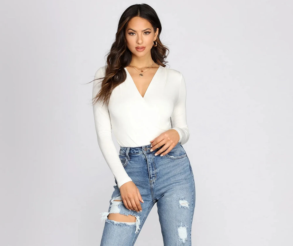 Wrapped Basics Surplice Bodysuit