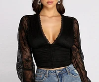 Time And Lace Deep V Crop Top