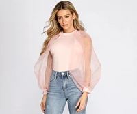 Sheer Perfection Puff Sleeve Bodysuit