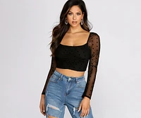 Polka Dot Princess Mesh Crop Top