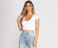 Basic V Neck Crop Top