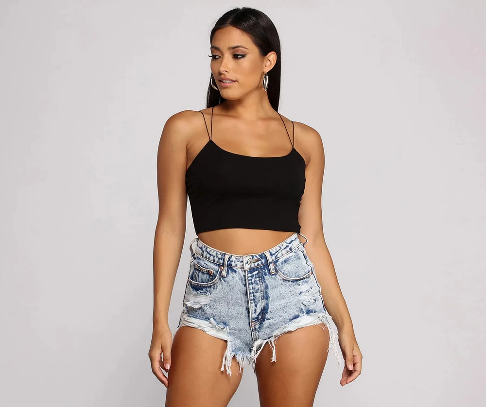 Lace Back Double Strap Crop Top