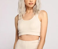 Scoop Neck Ribbed Knit Crop Top