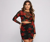 Sweet Rose Mesh Crop Top