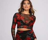 Sweet Rose Mesh Crop Top