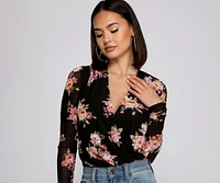 Flirty Floral Mesh Bodysuit