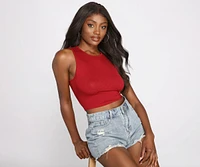 Casual Cutie Ribbed Knit Crop Top