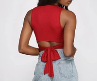 Casual Cutie Ribbed Knit Crop Top