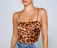 Feline Stylish Leopard Print Bodysuit