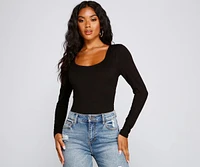 Falling For Basics Open Back Bodysuit