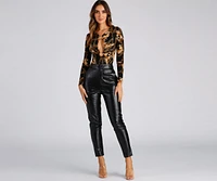 Luxe Links Plunge Neck Bodysuit