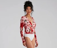 Must Be Love Mesh Floral Bodysuit