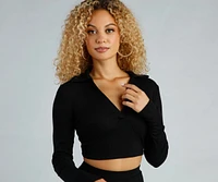 Preppy Vibe Collared Crop Top