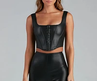 Cute Corset Faux Leather Crop Top