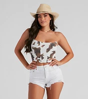 Rodeo's Town Cow Print Bustier