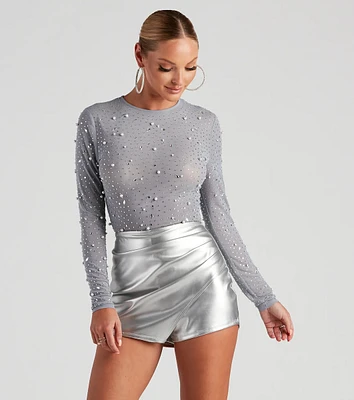 All That Shine Pearl And Rhinestone Bodysuit