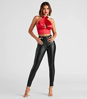 Sleek Satin Convertible Crop Top