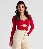 Wild Card Knit Cutout Crop Top