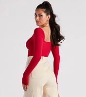 Wild Card Knit Cutout Crop Top