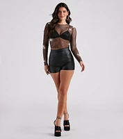 Edgy Glam Girl Rhinestone Fishnet Top