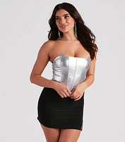 Girl On The Town Faux Leather Corset Top