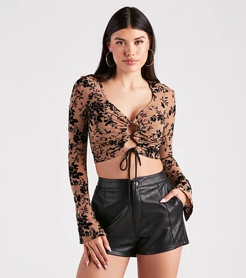 Fancy Me Velvet Burnout Crop Top