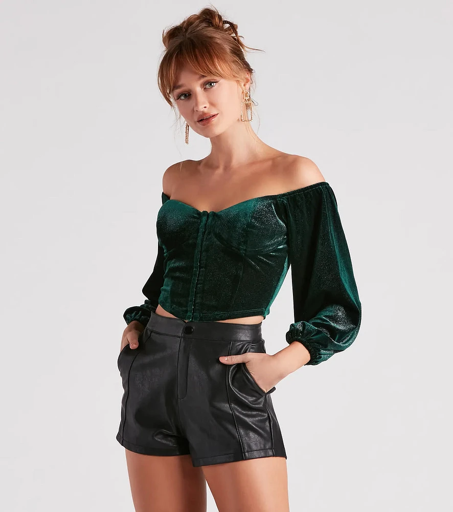 Reign Glitter Velvet Crop Top